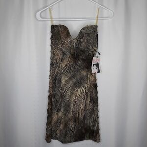 Wet Seal Strapless Mini Dress Small Jrs Green Sweetheart Stretch Tier Ruffle